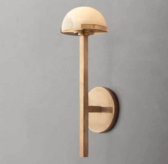 Alabaster Hemisphere Brass LED Sconce