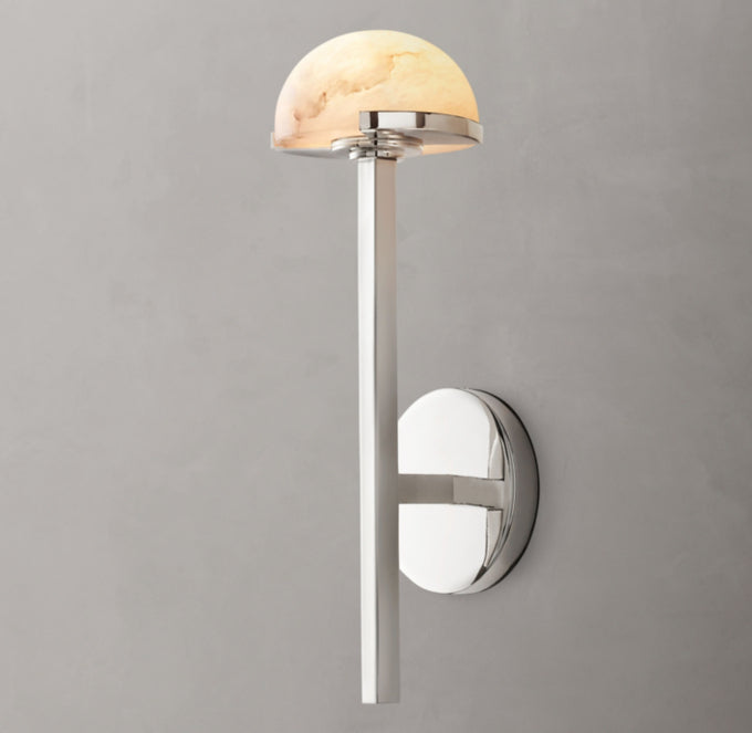 Alabaster Hemisphere Brass LED Sconce