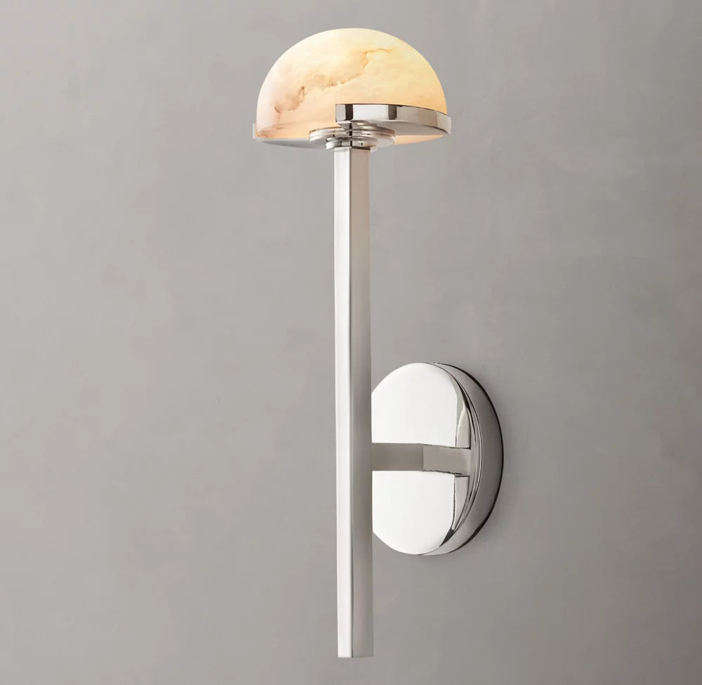 Alabaster Hemisphere Brass LED Sconce