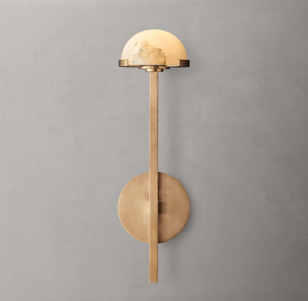 Alabaster Hemisphere Brass LED Sconce