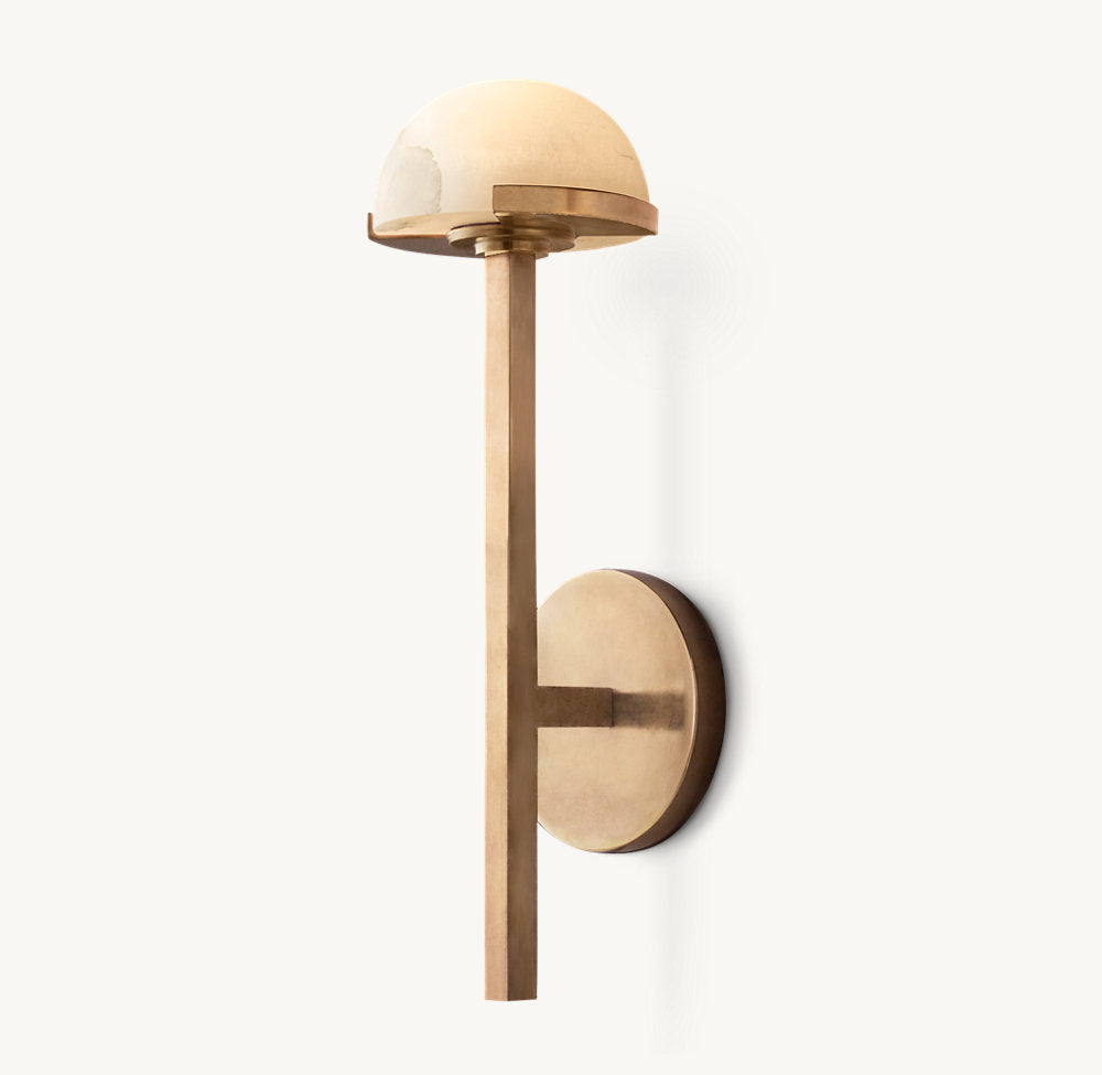 Alabaster Hemisphere Brass LED Sconce