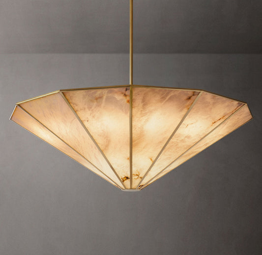 Alabaster Panel Convertible Halo Chandelier
