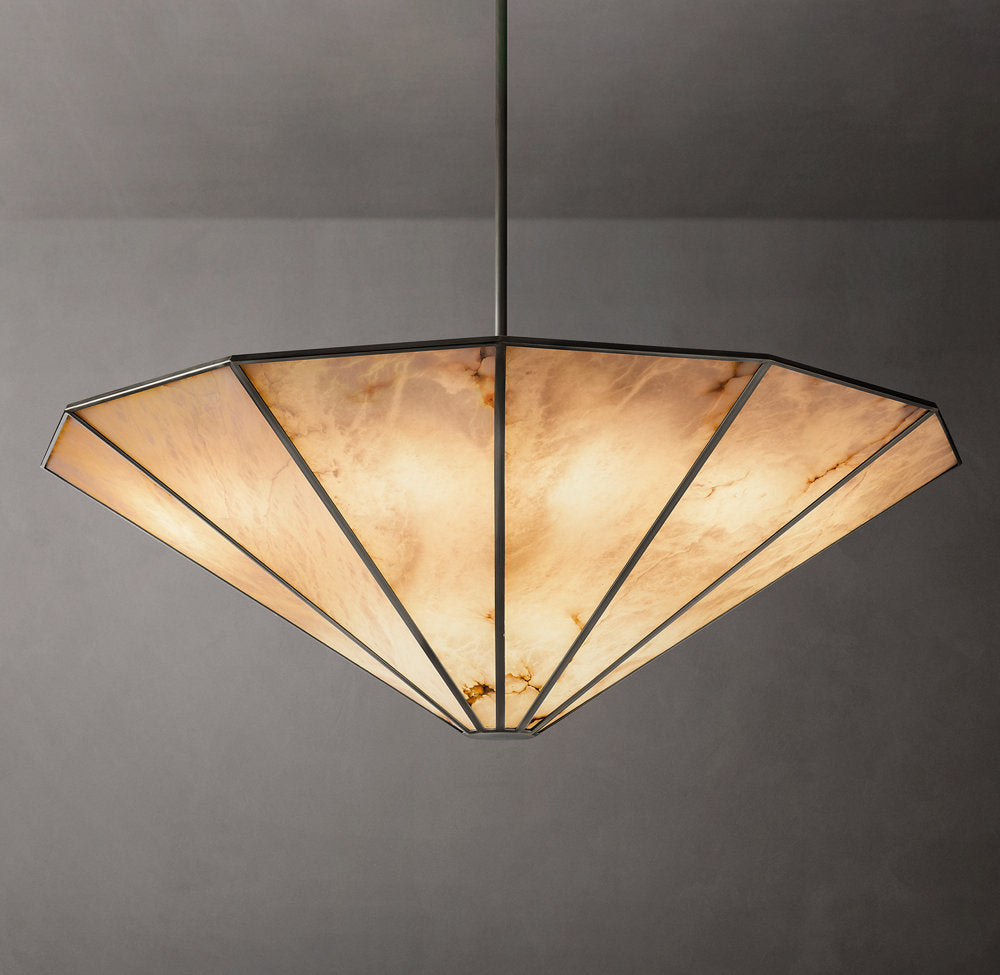 Alabaster Panel Convertible Halo Chandelier