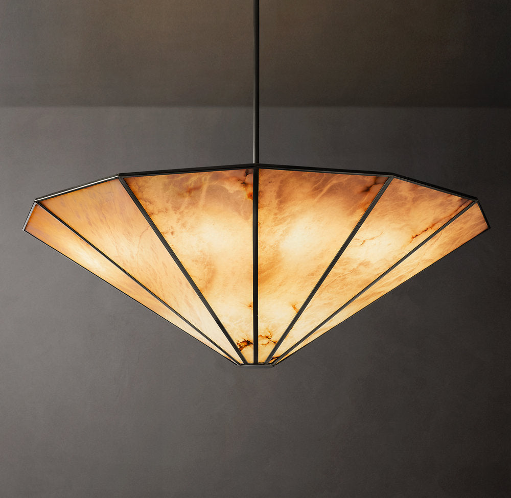 Alabaster Panel Convertible Halo Chandelier