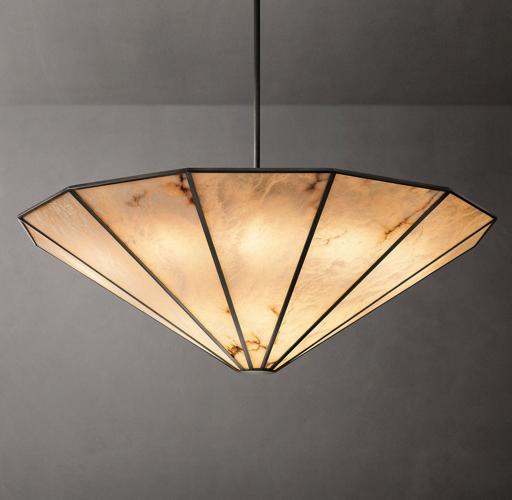 Alabaster Panel Convertible Halo Chandelier
