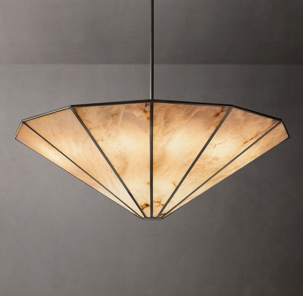Alabaster Panel Convertible Halo Chandelier