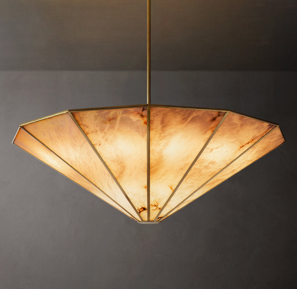 Alabaster Panel Convertible Halo Chandelier