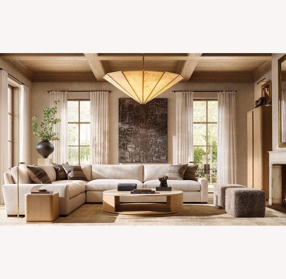 Alabaster Panel Convertible Halo Chandelier
