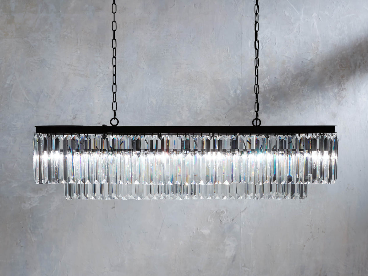 Art Deco Crystal Tiered Island Chandelier