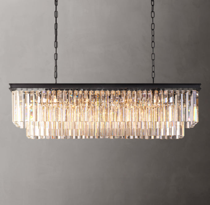 Art Deco Optical Prism Island Chandelier