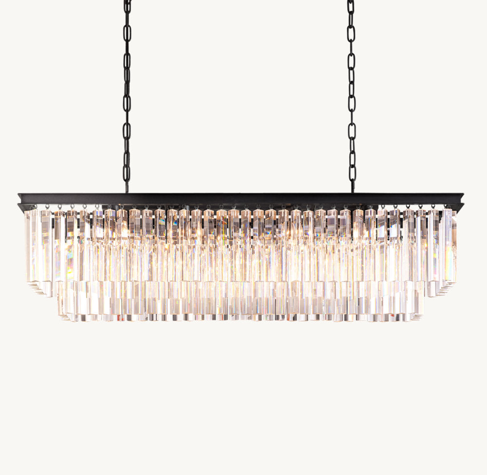 Art Deco Optical Prism Island Chandelier