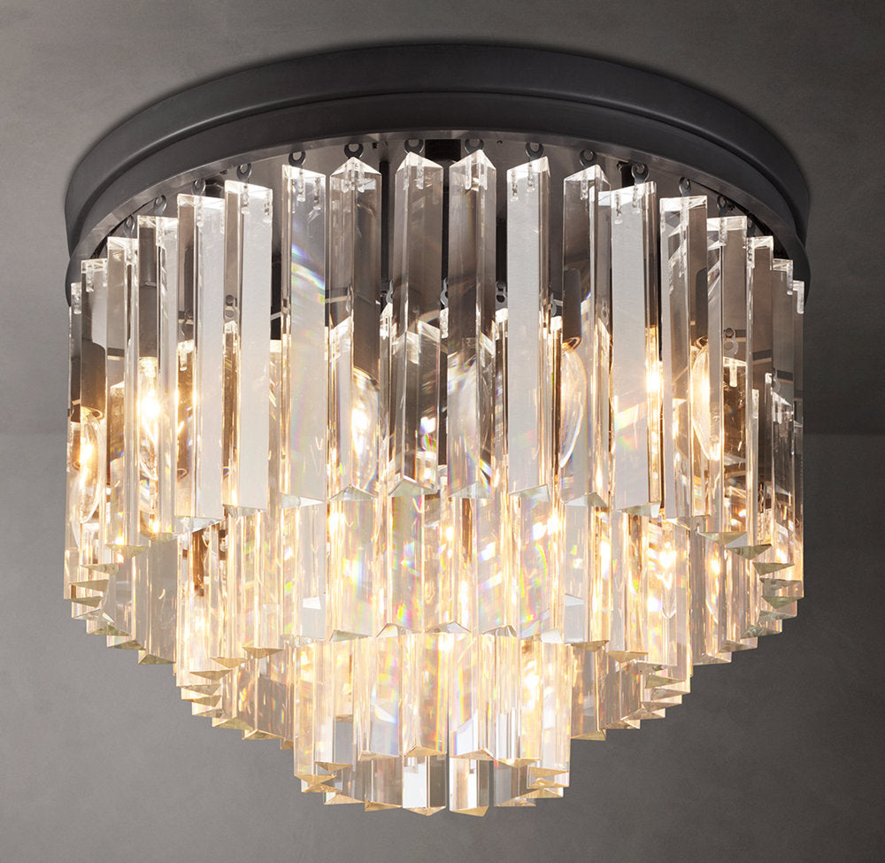 Art Deco Prism Drum Flush Mount