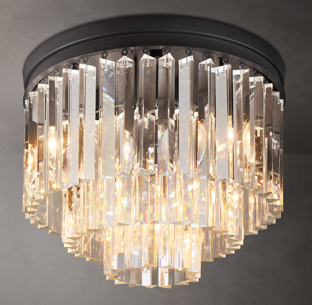 Art Deco Prism Drum Flush Mount