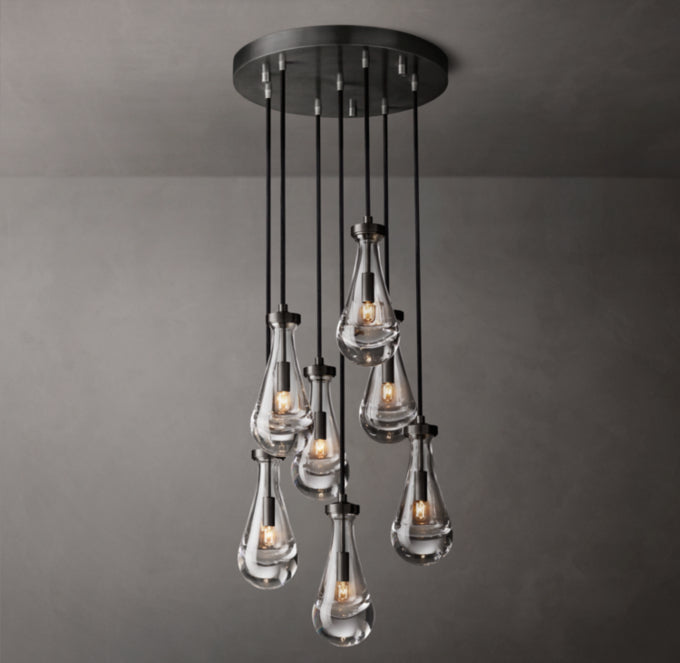 Artisan Glass Raindrop Cluster Chandelier