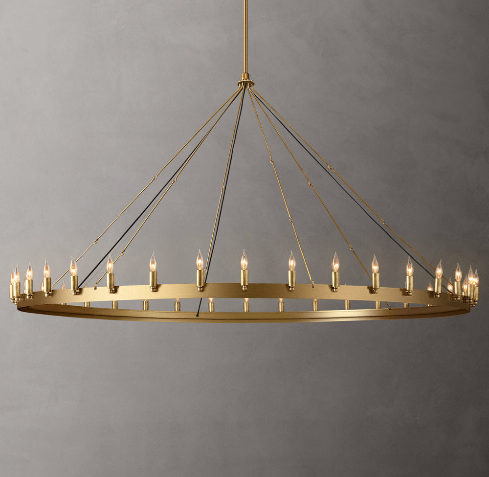 Bent Brass Flame Crown Chandelier