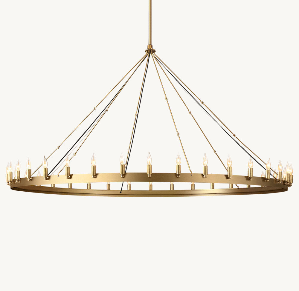 Bent Brass Flame Crown Chandelier