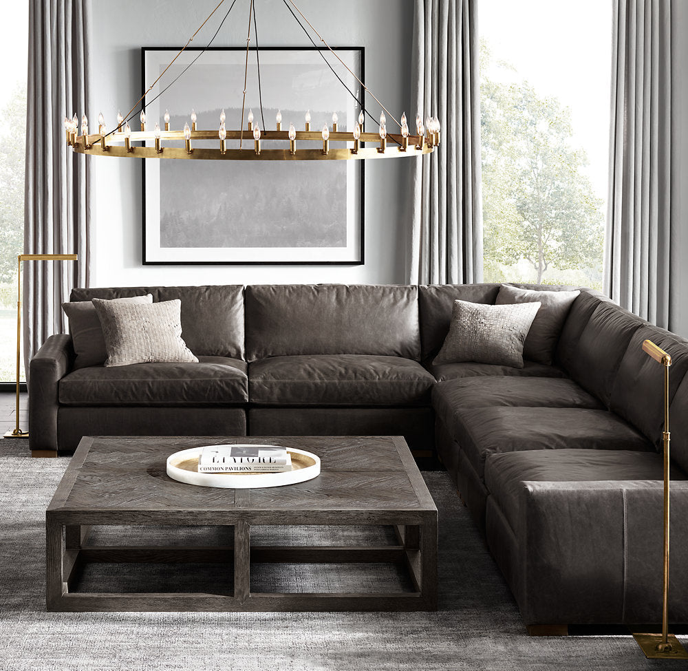 Bent Brass Flame Crown Chandelier