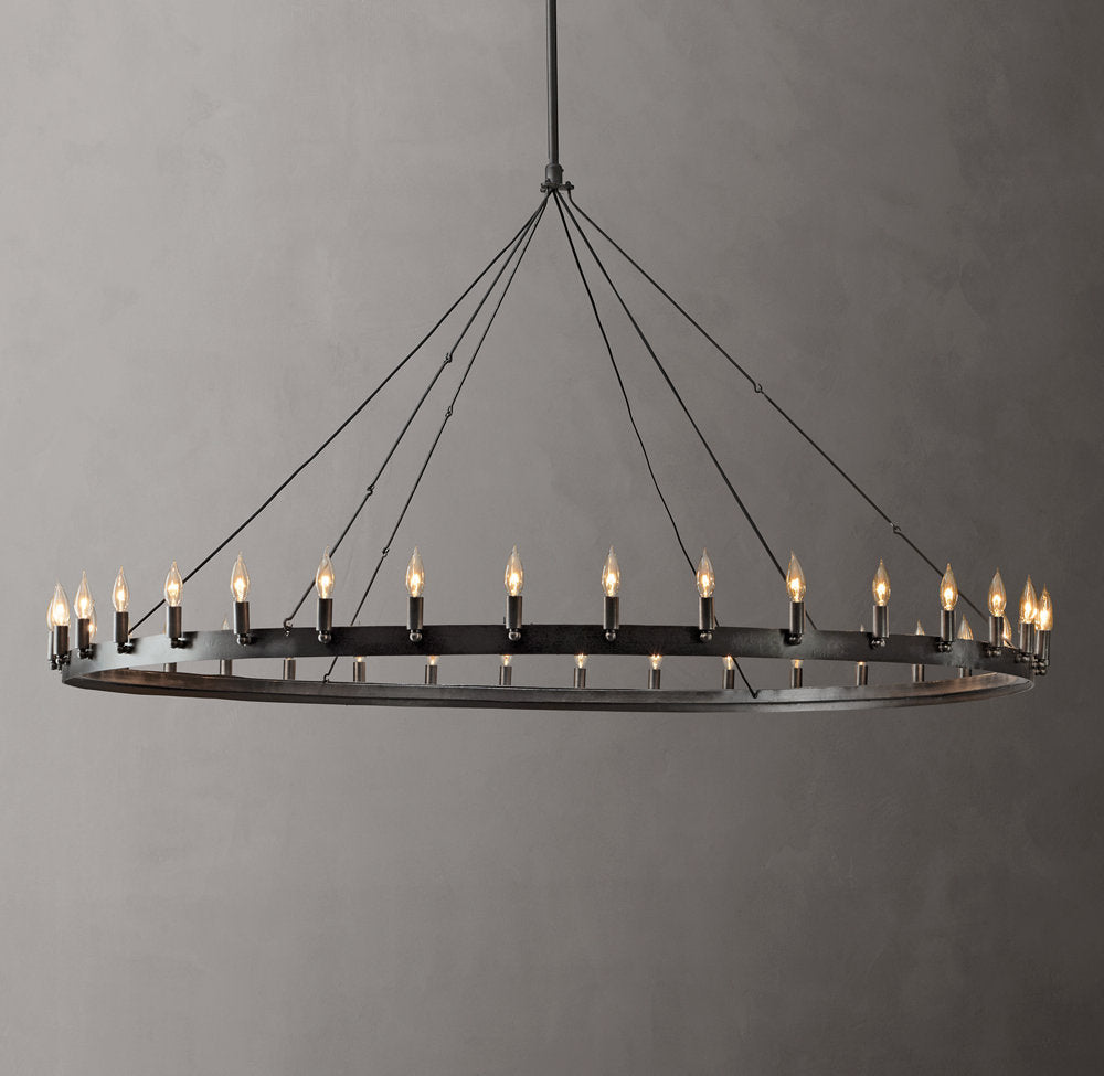 Bent Brass Flame Crown Chandelier