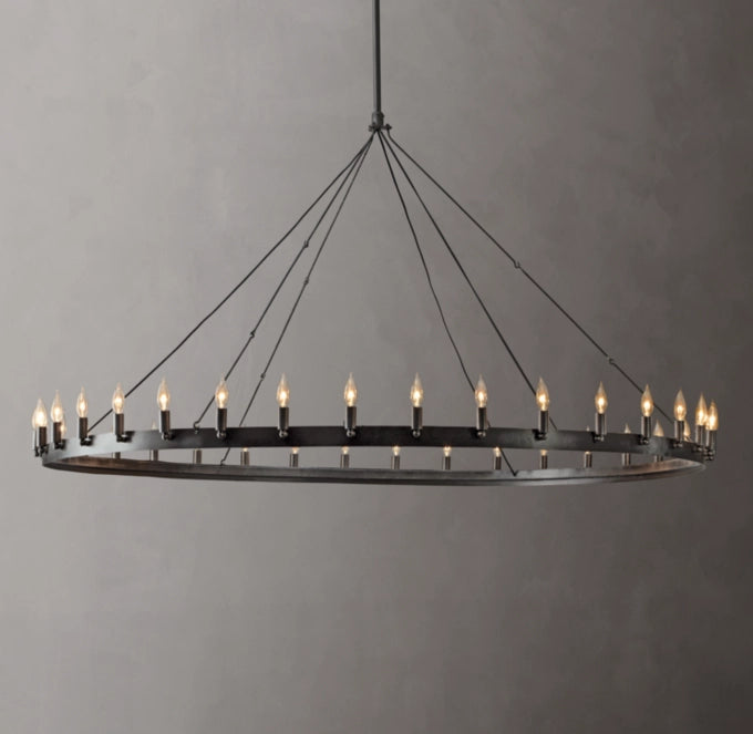 Bent Brass Flame Crown Chandelier