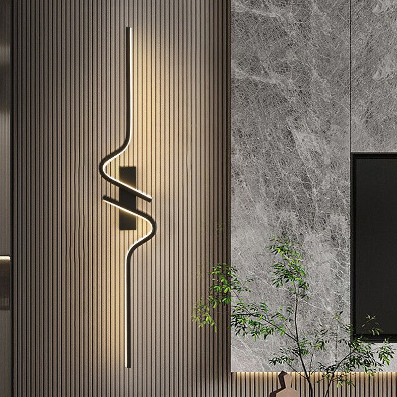 Black Linear Bedside Wall Light / Warm Light / Black 60cm