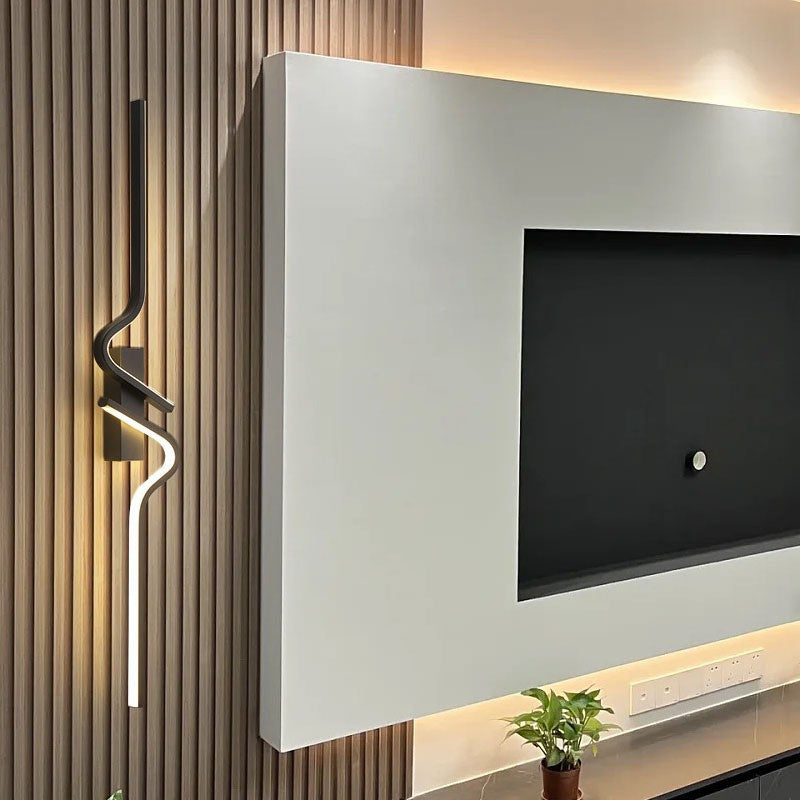 Black Linear Bedside Wall Light / Warm Light / Black 80cm