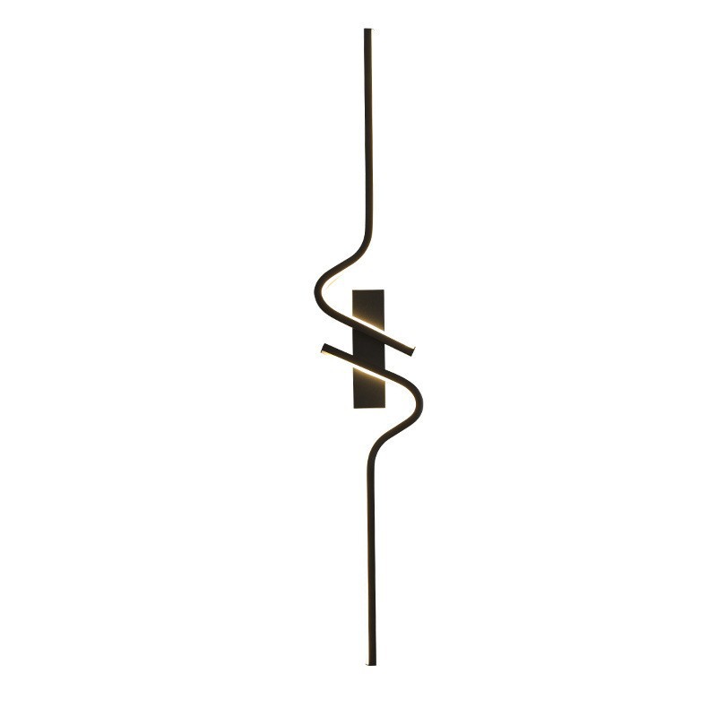 Black Linear Bedside Wall Light / White Light / Black 60cm