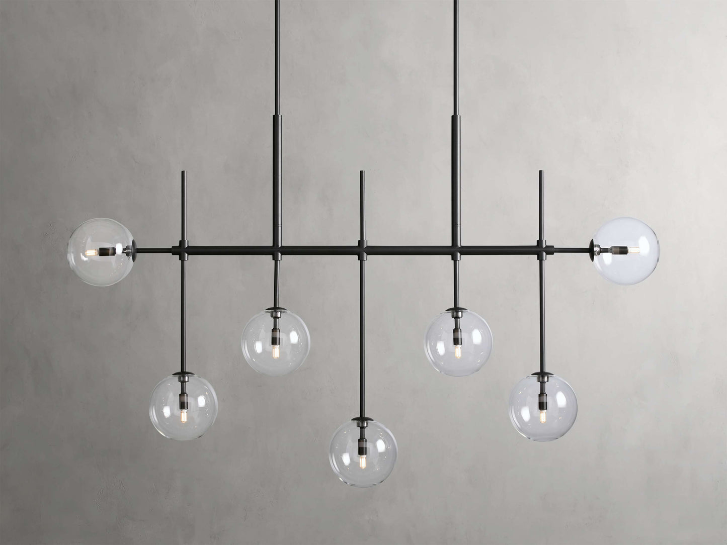 Blown Glass Globe Linear Chandelier