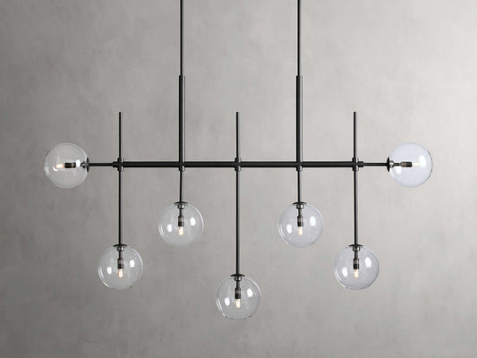 Blown Glass Globe Linear Chandelier