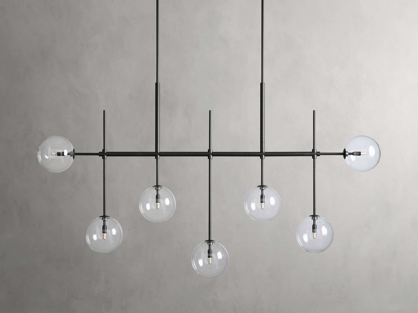 Blown Glass Globe Linear Chandelier