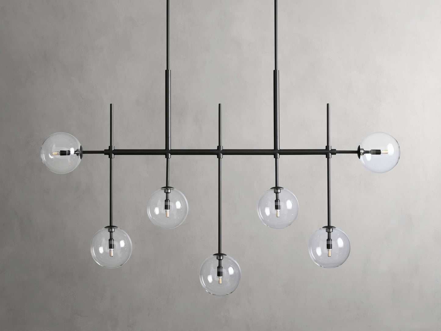 Blown Glass Globe Linear Chandelier
