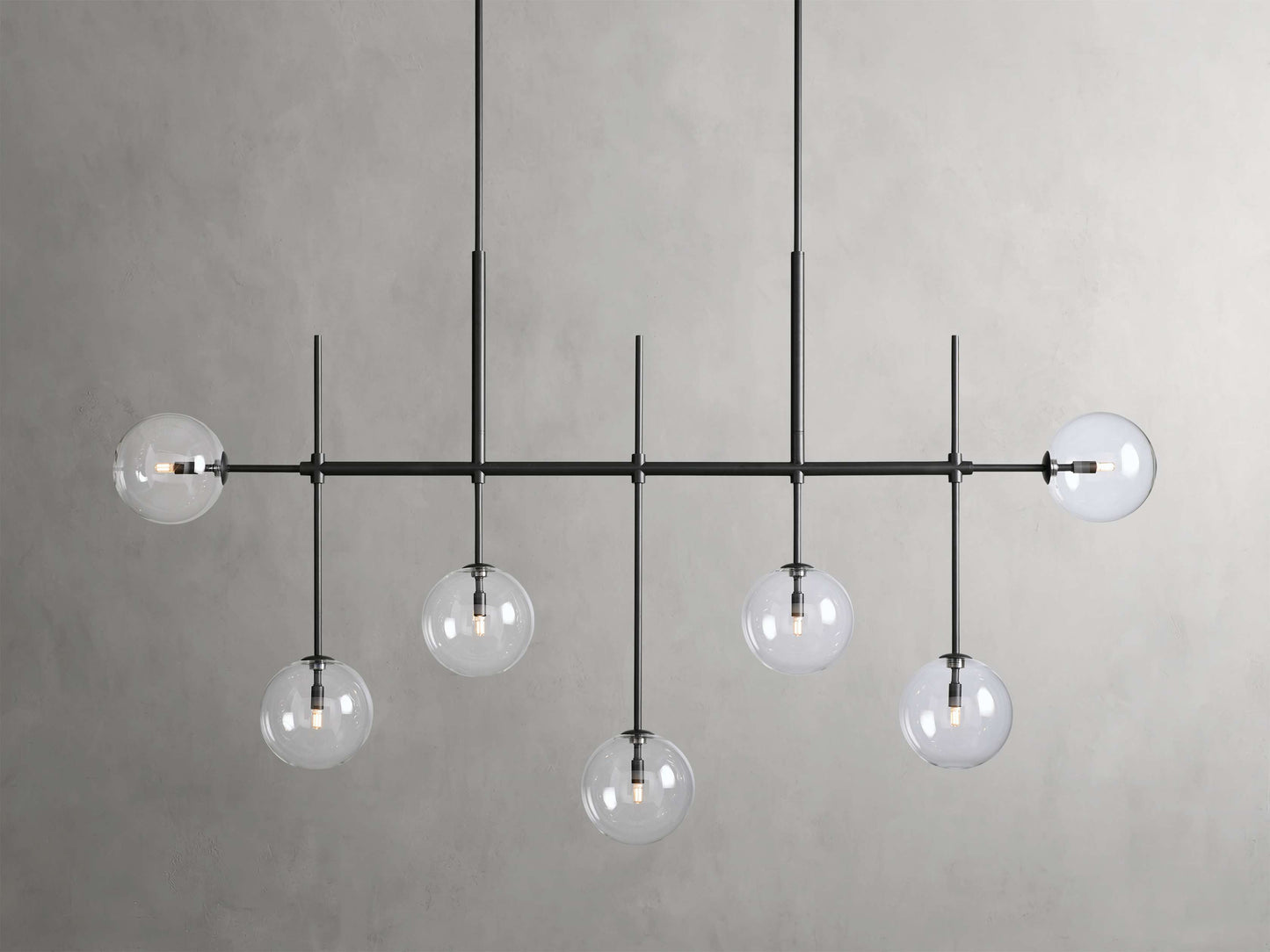 Blown Glass Globe Linear Chandelier