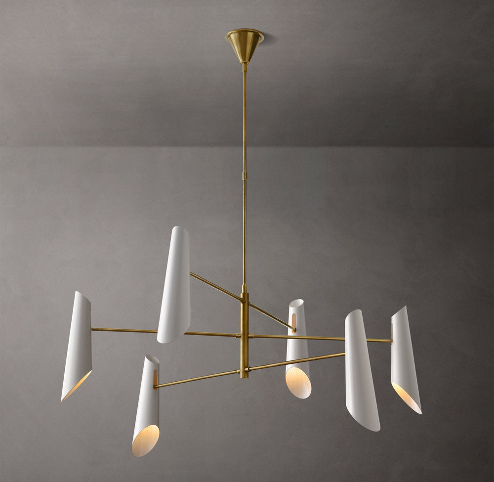 Brass Black Shade Gallery Chandelier