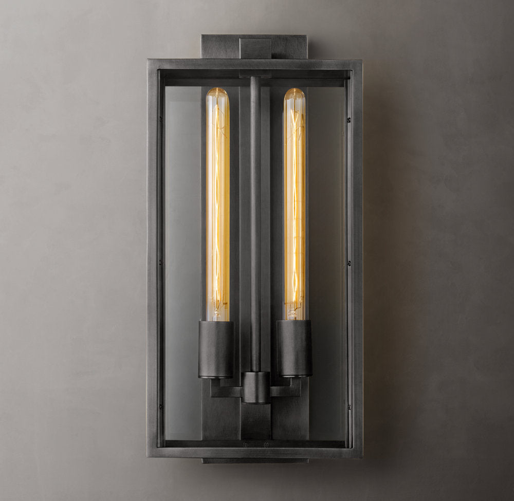 Brass Glass Panel Outdoor Wall Lantern