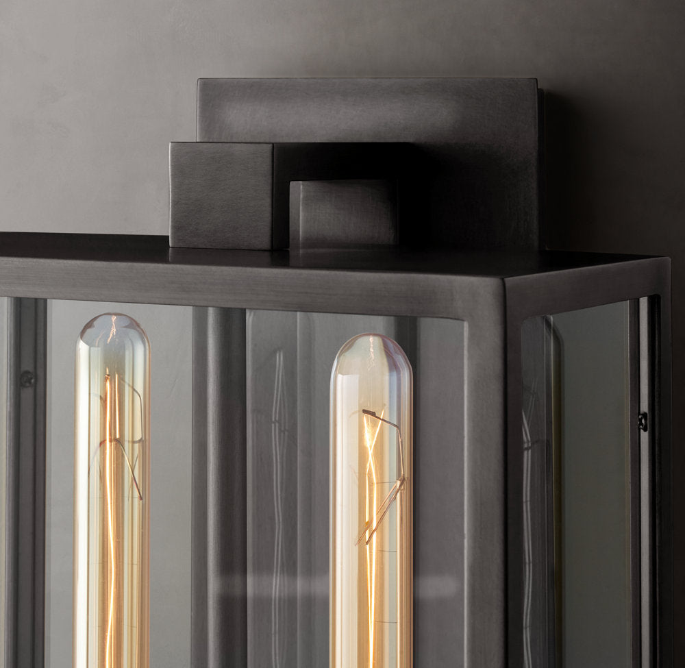 Brass Glass Panel Outdoor Wall Lantern