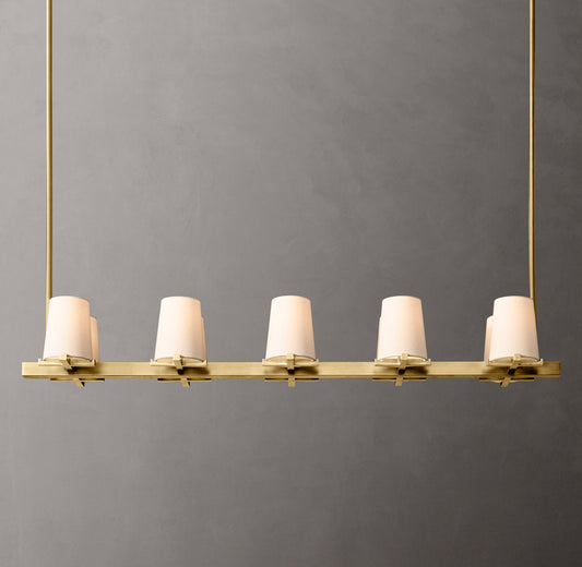 Brass Linen Shade Island Chandelier