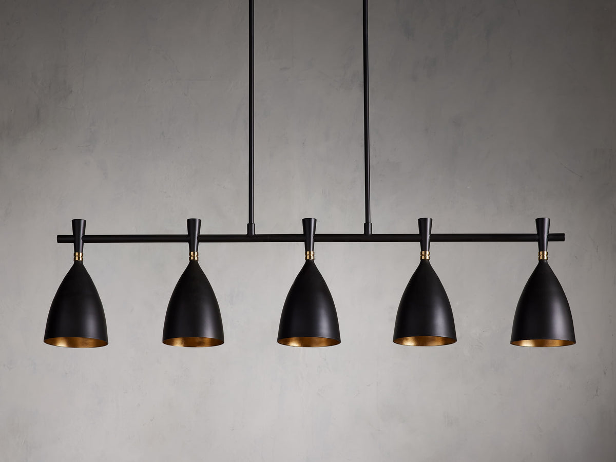 Bronze and Gold Leaf Gallery Chandelier