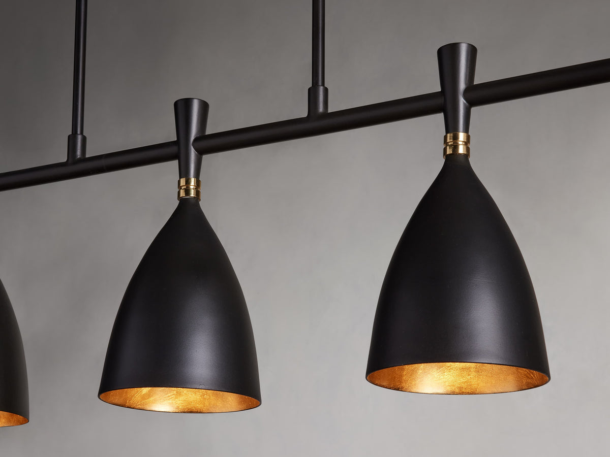 Bronze and Gold Leaf Gallery Chandelier