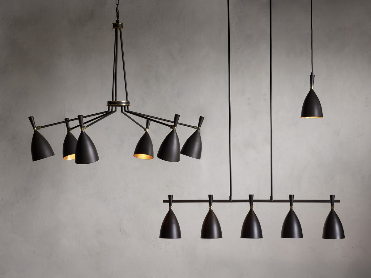 Bronze and Gold Leaf Gallery Chandelier