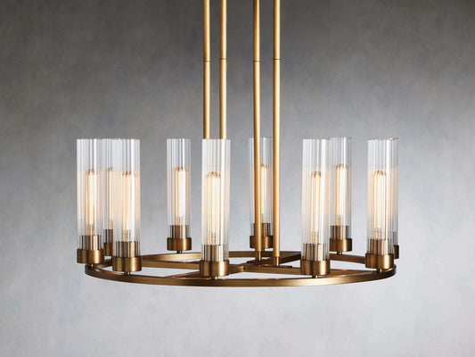 Bronze Fluted Glass Ring Chandelier