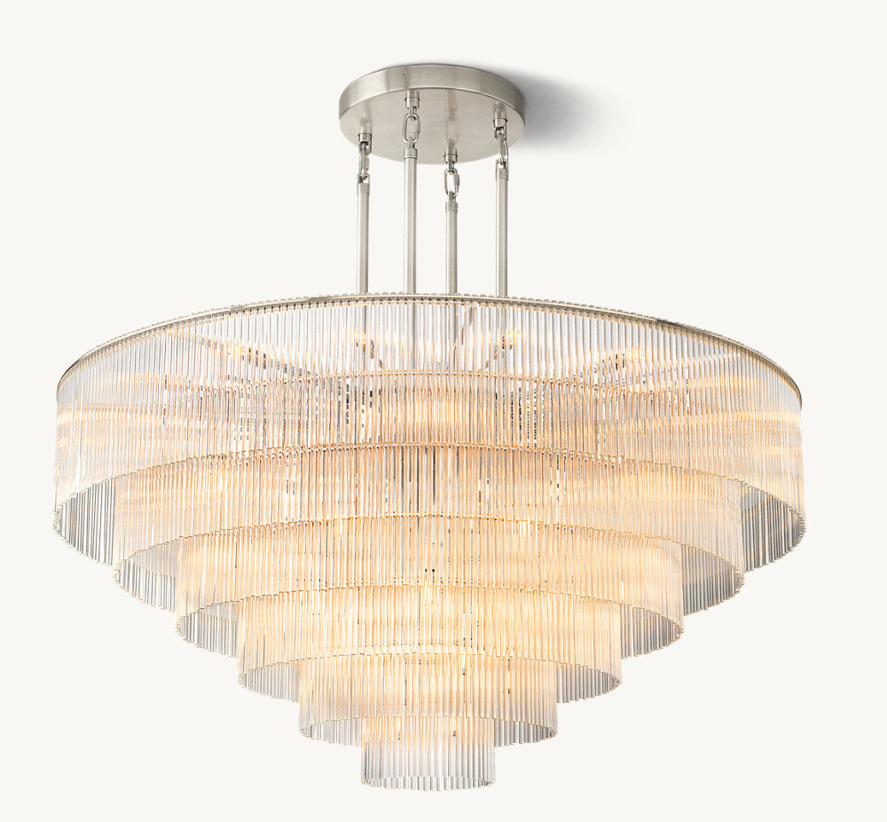 Carved Crystal Rod Crown Chandelier