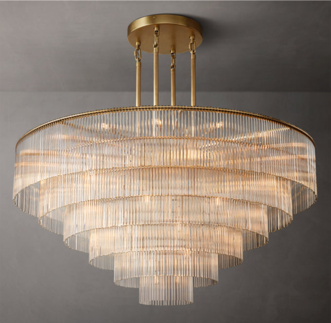 Carved Crystal Rod Crown Chandelier