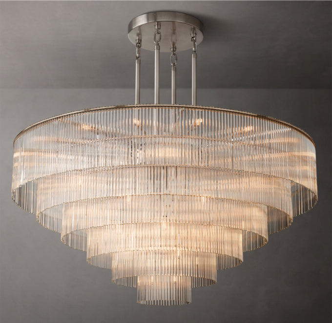 Carved Crystal Rod Crown Chandelier