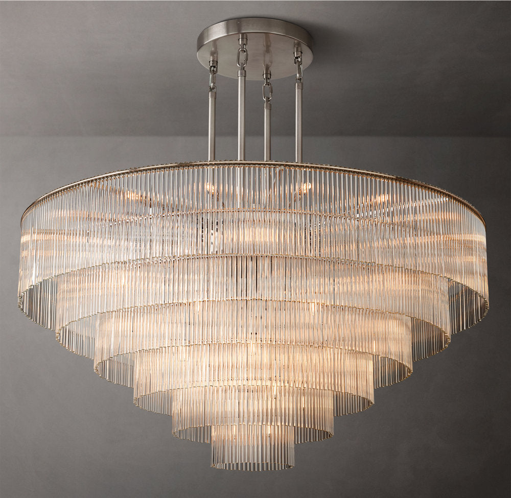 Carved Crystal Rod Crown Chandelier