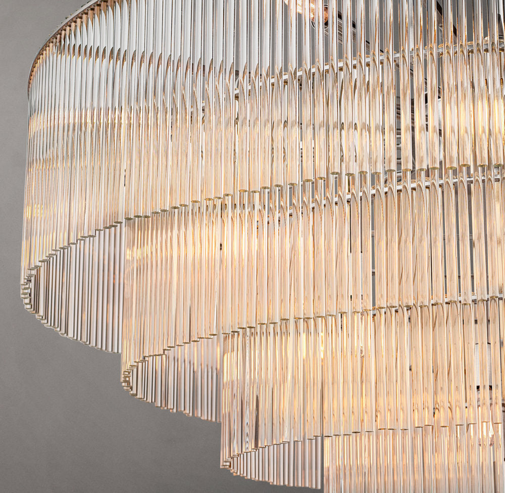 Carved Crystal Rod Crown Chandelier