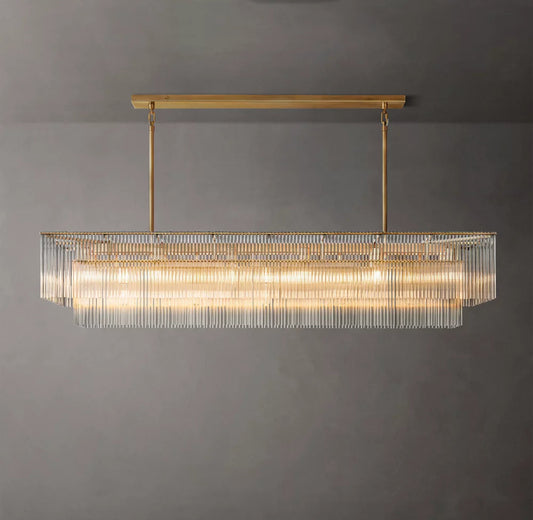 Carved Crystal Rod Island Chandelier