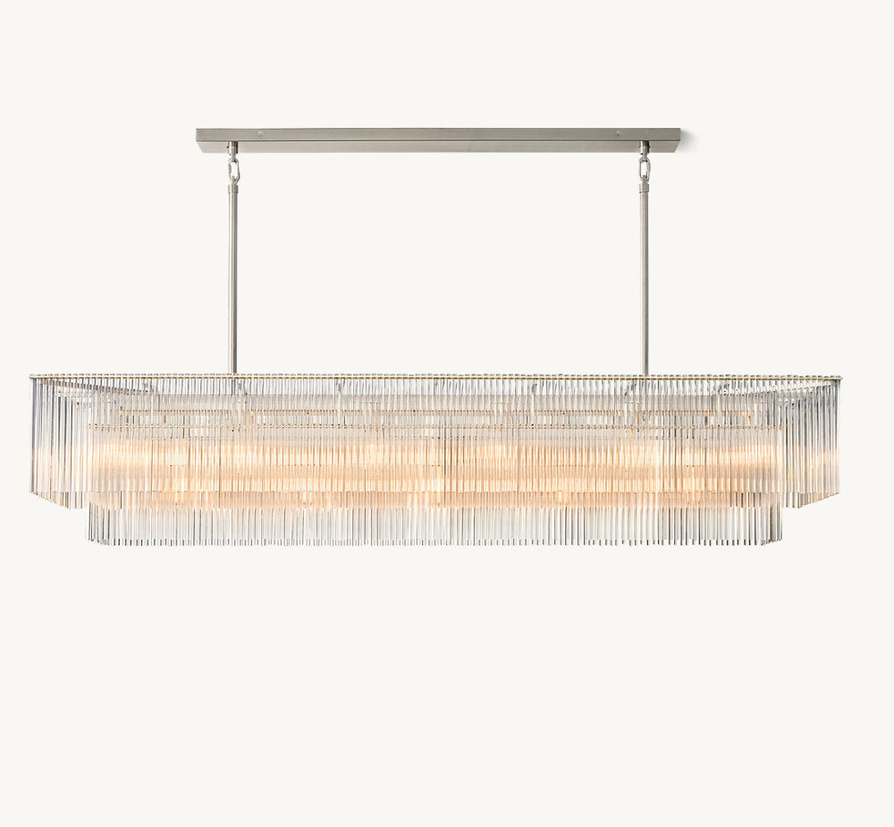 Carved Crystal Rod Island Chandelier