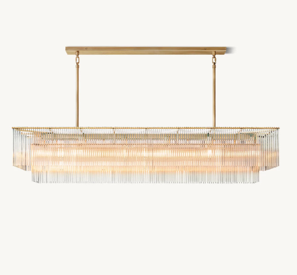 Carved Crystal Rod Island Chandelier