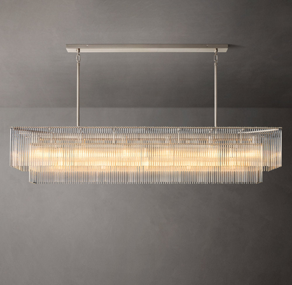 Carved Crystal Rod Island Chandelier