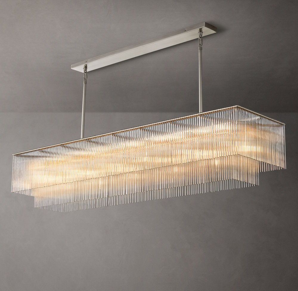 Carved Crystal Rod Island Chandelier