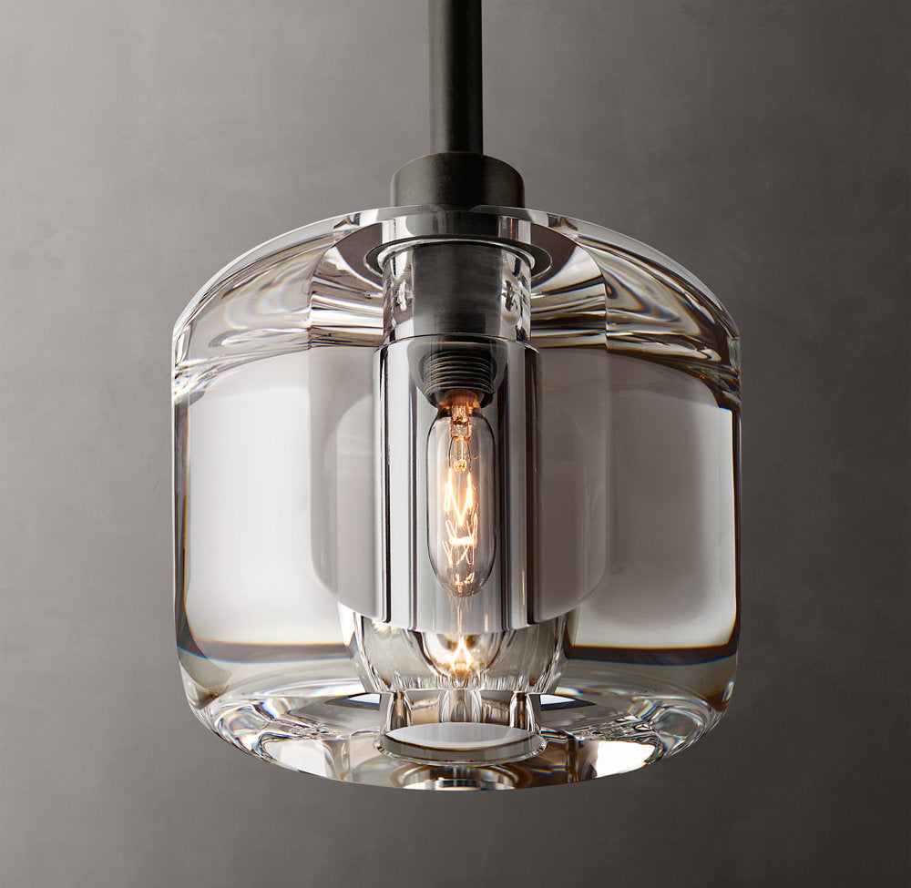 Cast Crystal Cylinder Mini Pendant